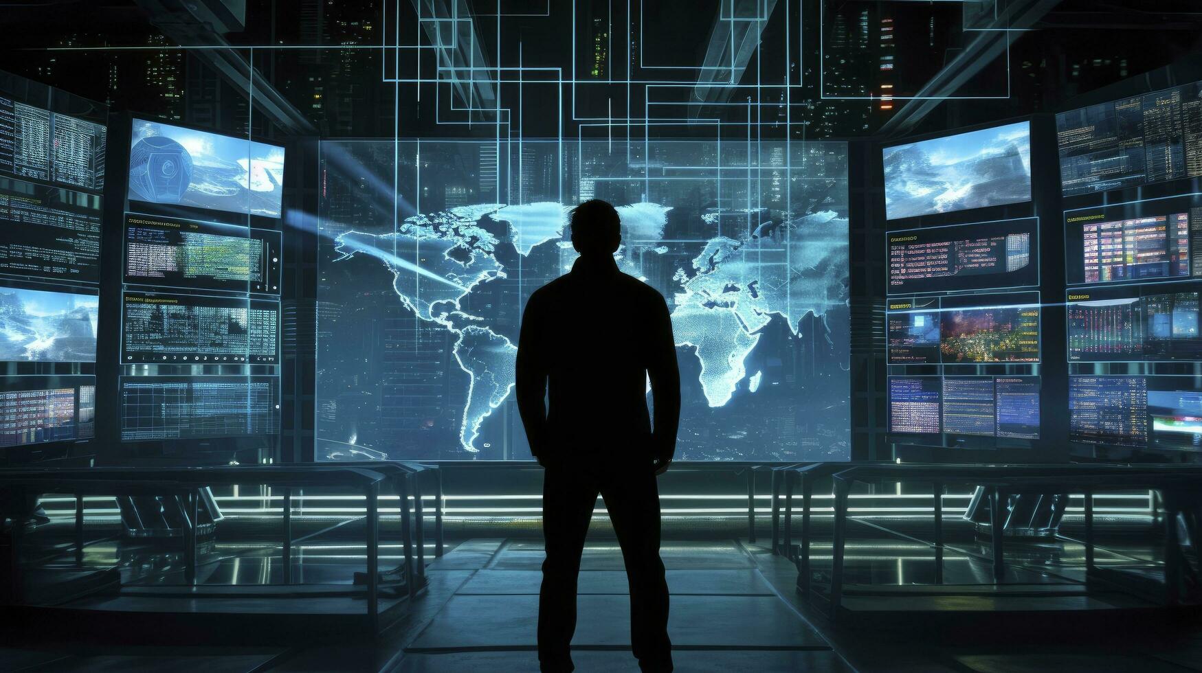 AI generated Guardian of the Digital World. Confronting Cyber Threats. AI Generated photo