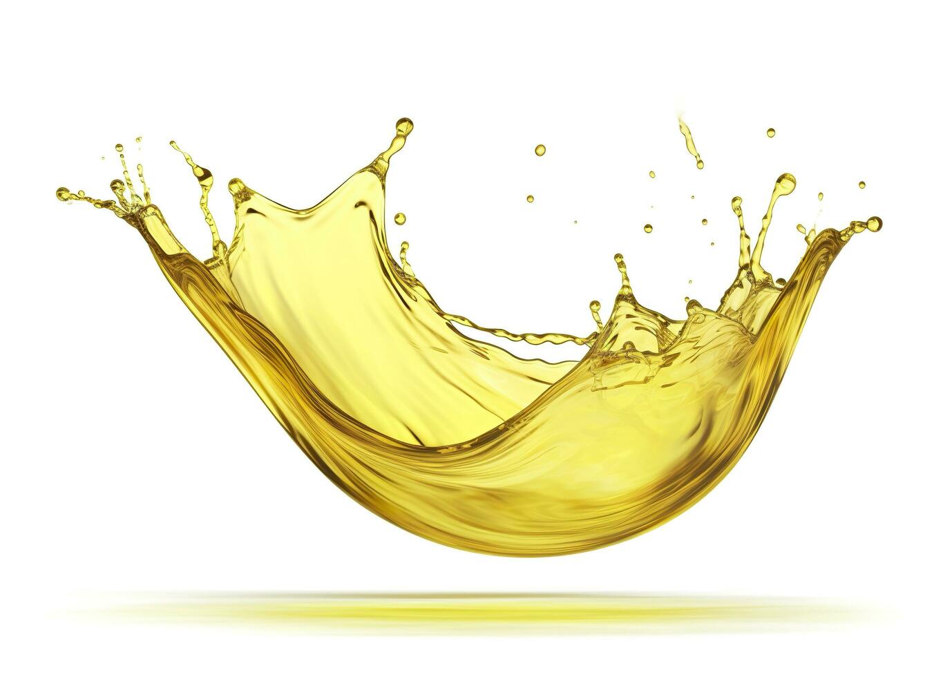 AI generated Olive or engine oil splash, cosmetic serum liquid isolated on white background. Generative AI photo