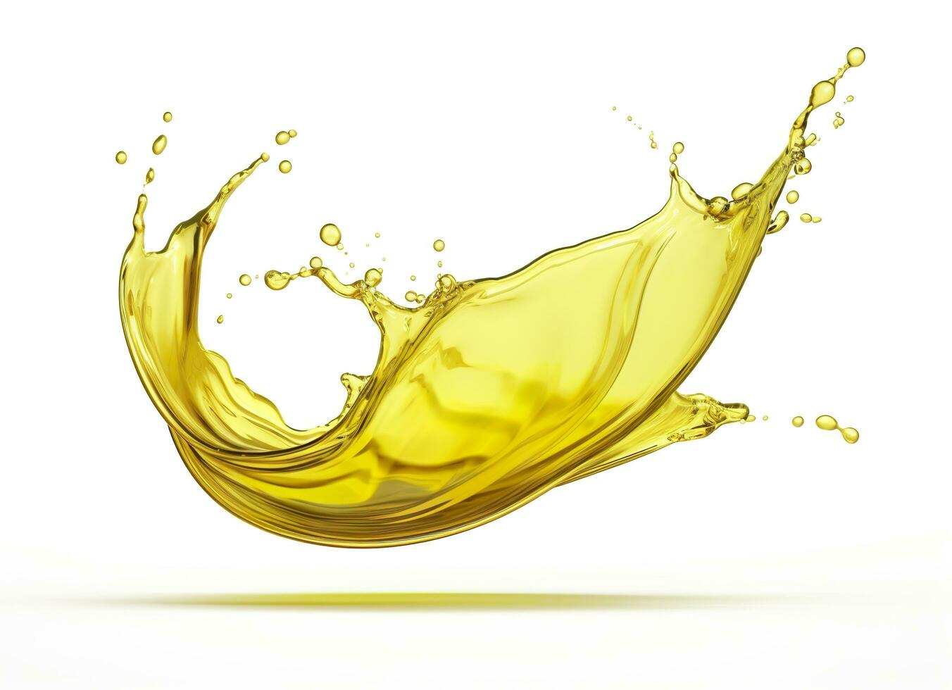 AI generated Olive or engine oil splash, cosmetic serum liquid isolated on white background. Generative AI photo