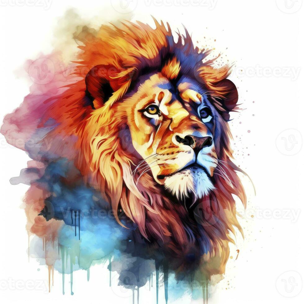 AI generated Watercolor Lion on a white background. For T-shirt Design. AI Generated photo