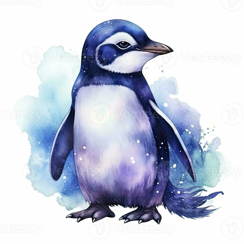 AI generated Watercolor Penguin for T-shirt design.  AI Generated photo