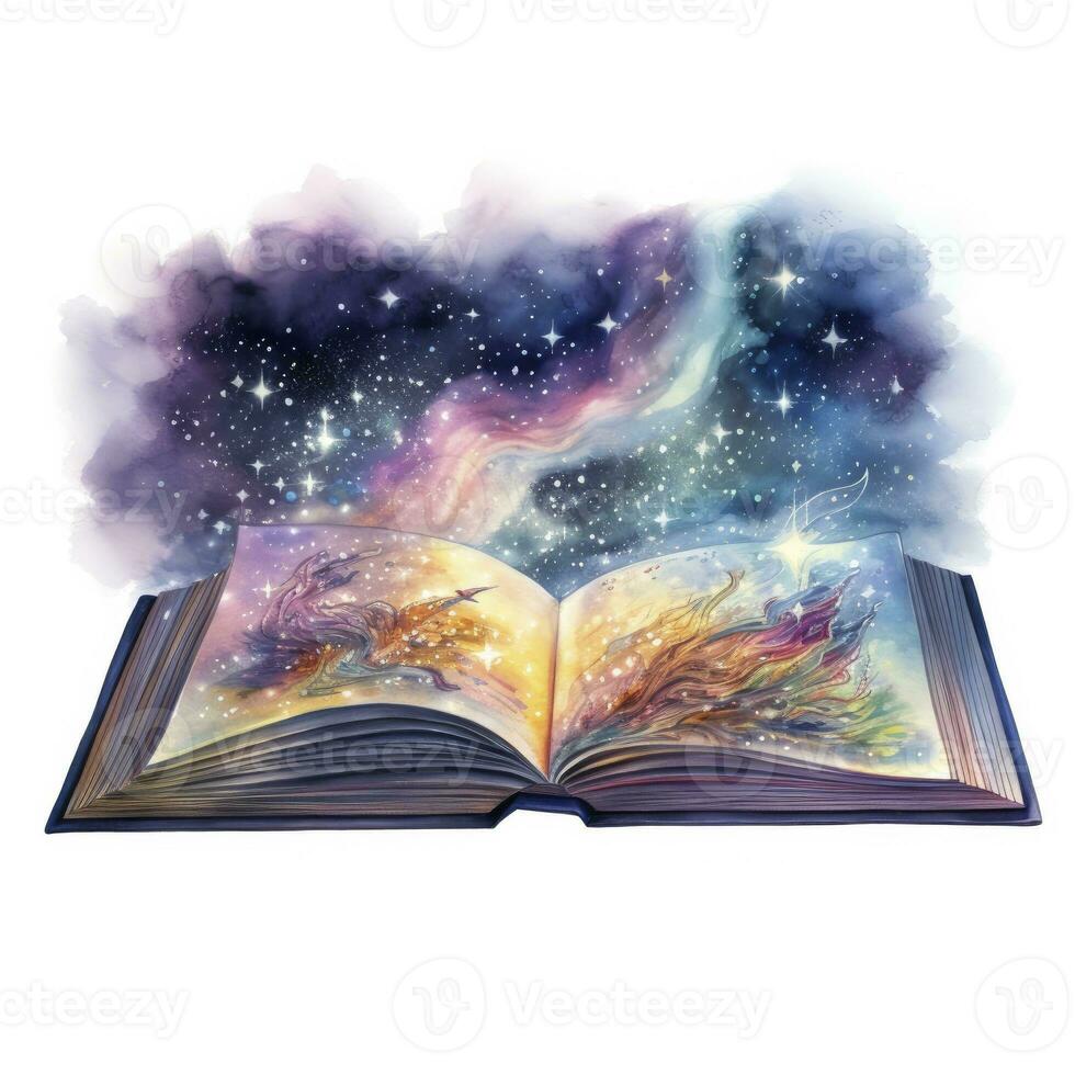 ai generado galaxia celestial fantasía libro acuarela para camiseta diseño. ai generado foto