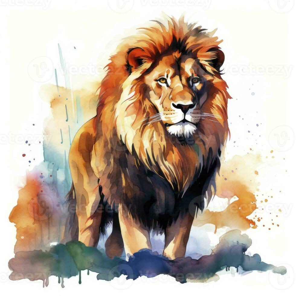 AI generated Watercolor Lion on a white background. For T-shirt Design. AI Generated photo