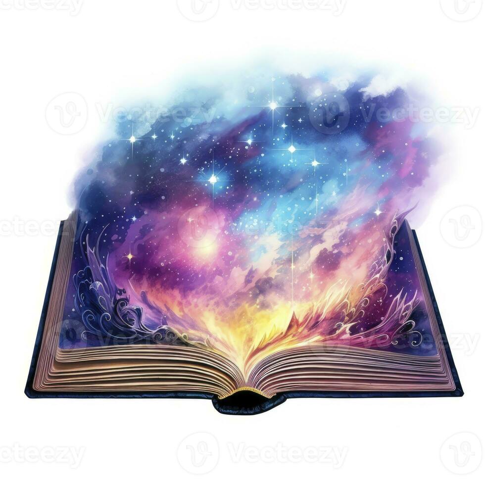 ai generado galaxia celestial fantasía libro acuarela para camiseta diseño. ai generado foto