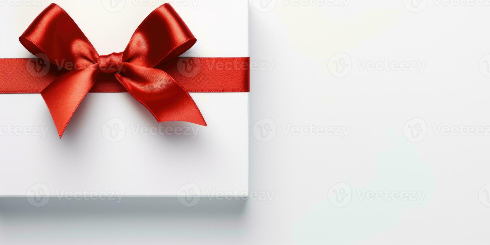 AI generated Gift card with a red bow and ribbon photo