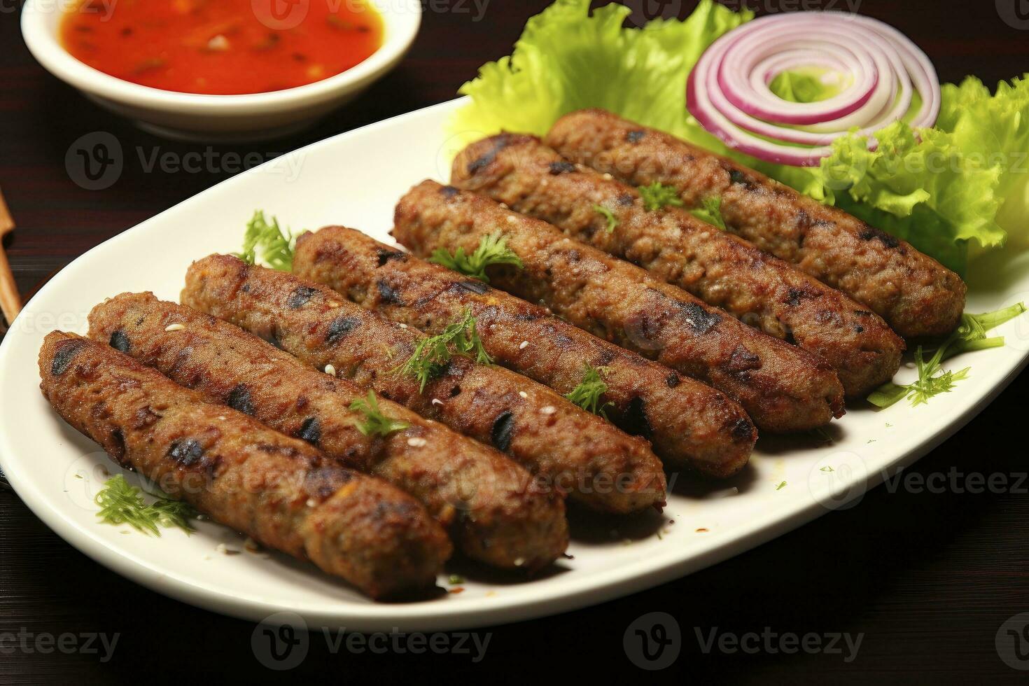 AI generated Tasty seekh kabab.  AI Generated. photo
