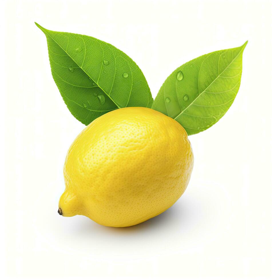 AI generated Lemon with leaf isolated on white background. AI Generated photo