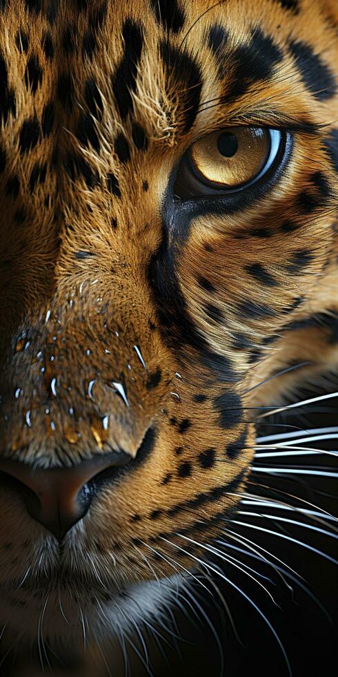 AI generated Leopard macro photography. AI Generated photo