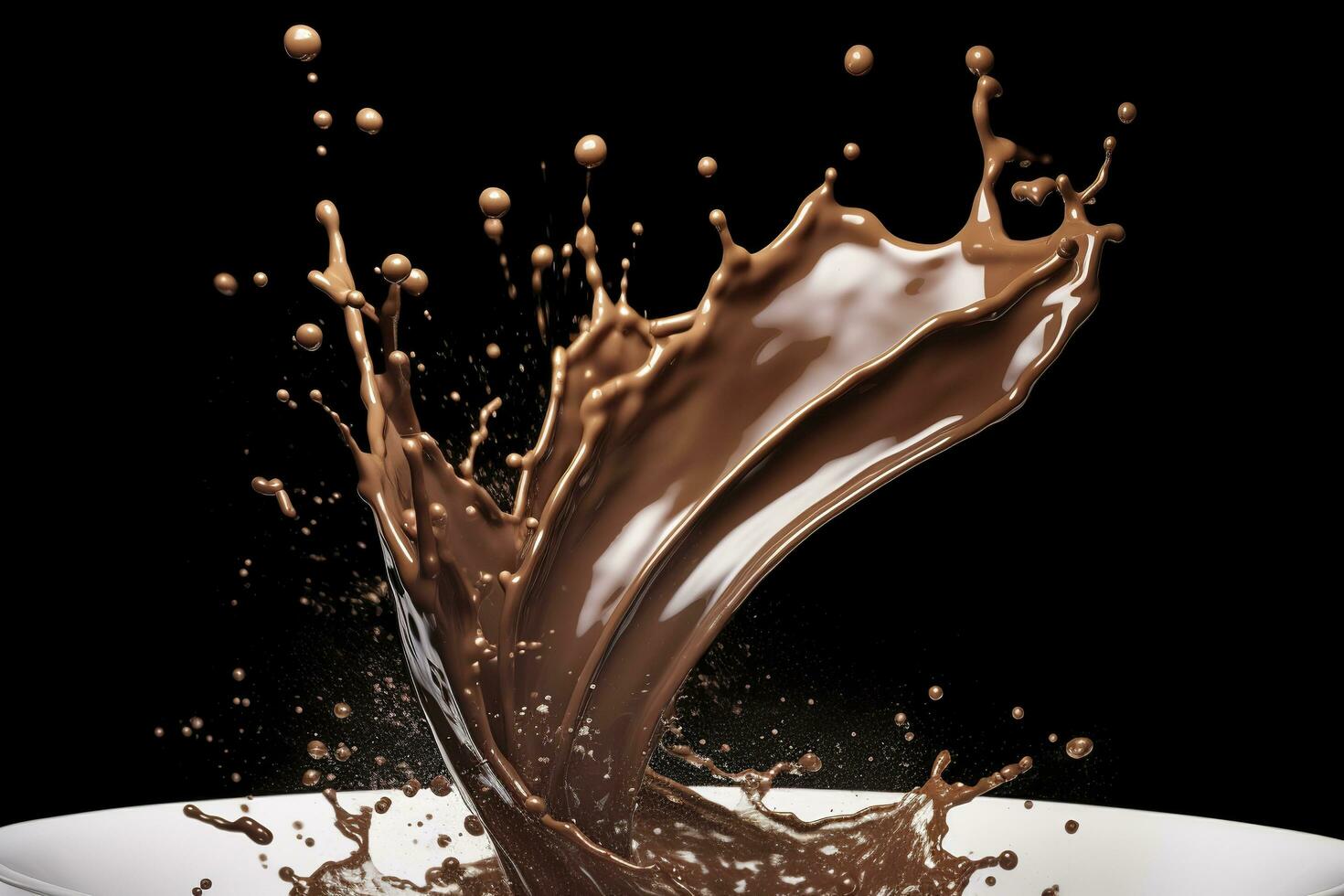 AI generated splash of chocolate or Cocoa. Generative AI photo
