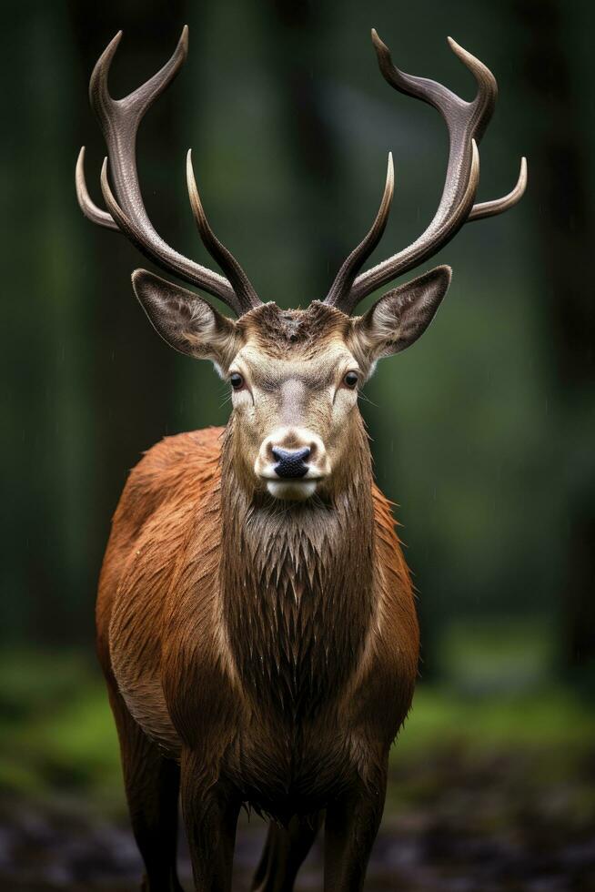 AI generated Close up of red deer stag. AI Generated photo