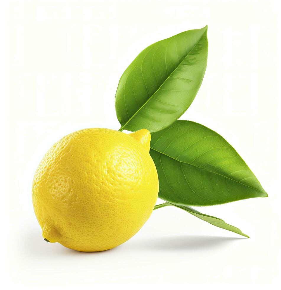 AI generated Lemon with leaf isolated on white background. AI Generated photo