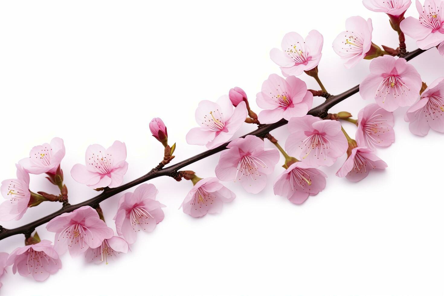 AI generated Sakura flowers isolated on white background. AI Generated photo