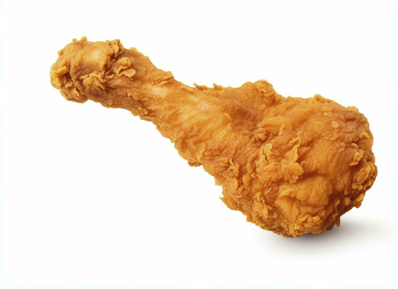 AI generated Fried chicken leg falling in the air isolated on a white background. AI Generated. photo