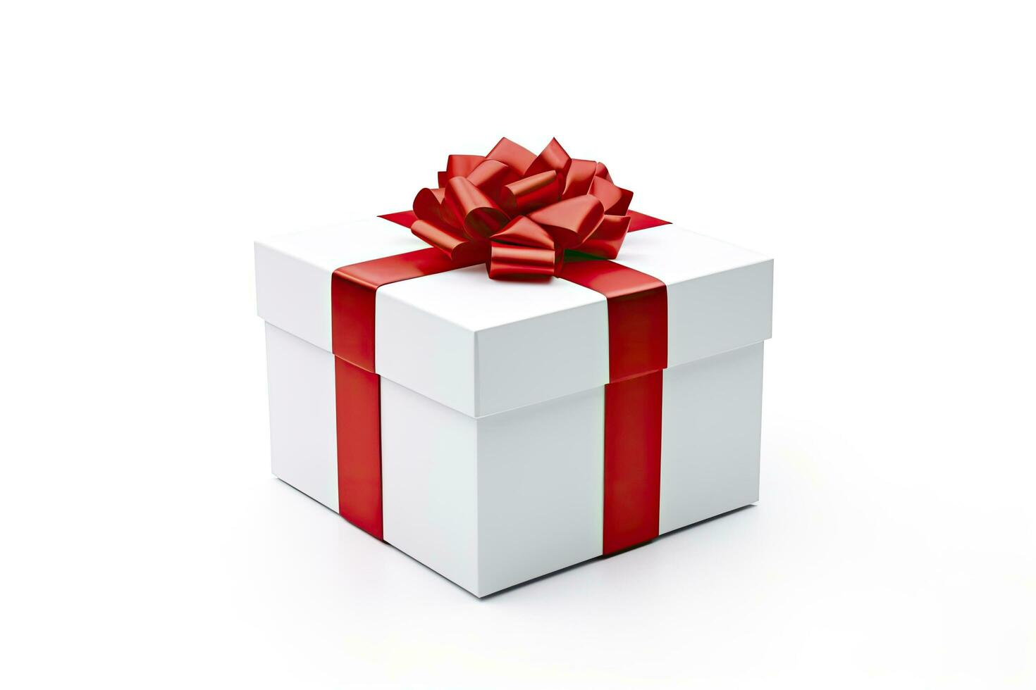 AI generated Gift box with red ribbon isolated on white background. AI Generated photo