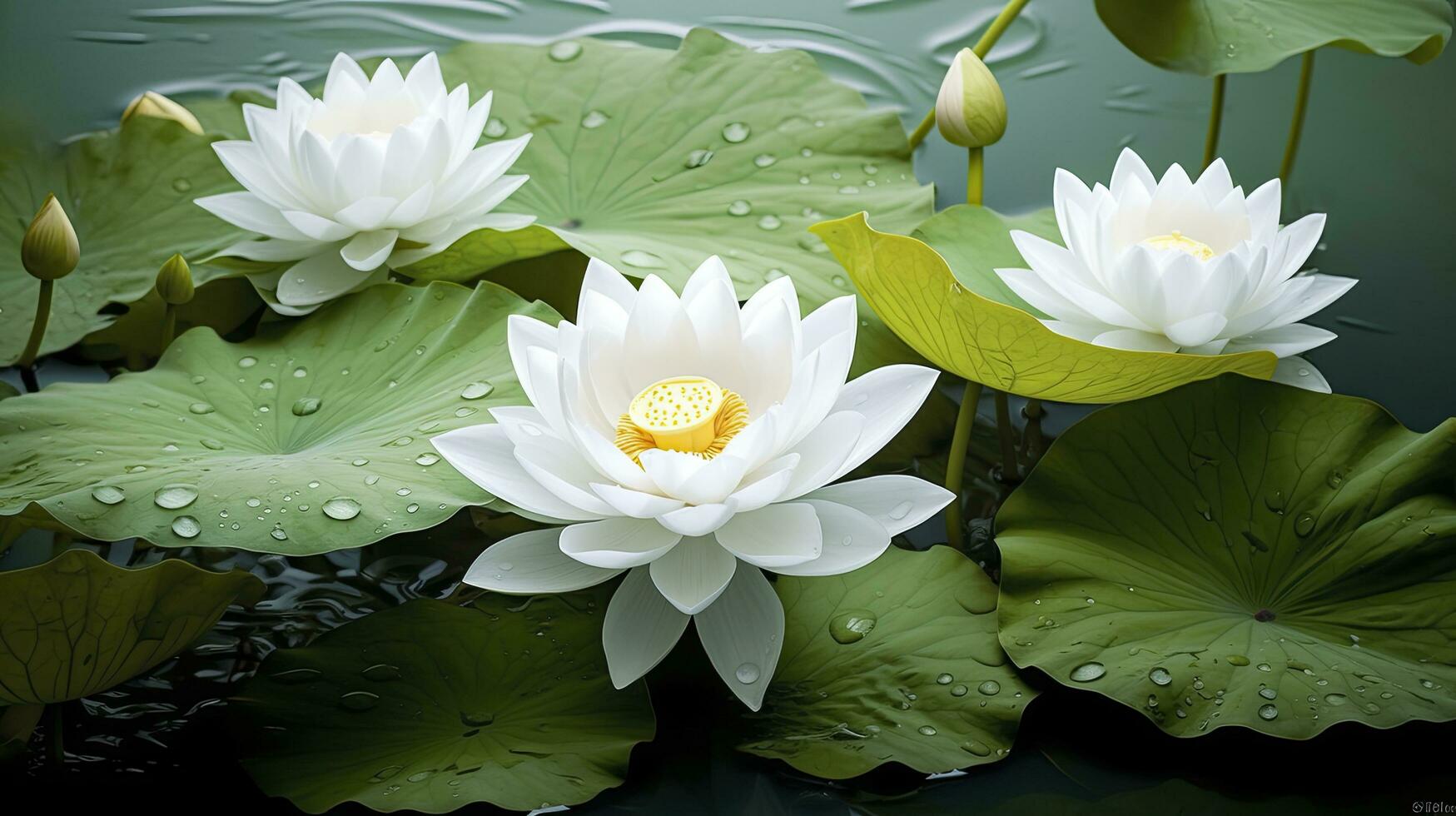 AI generated White Lotus Flower in water. AI Generated photo