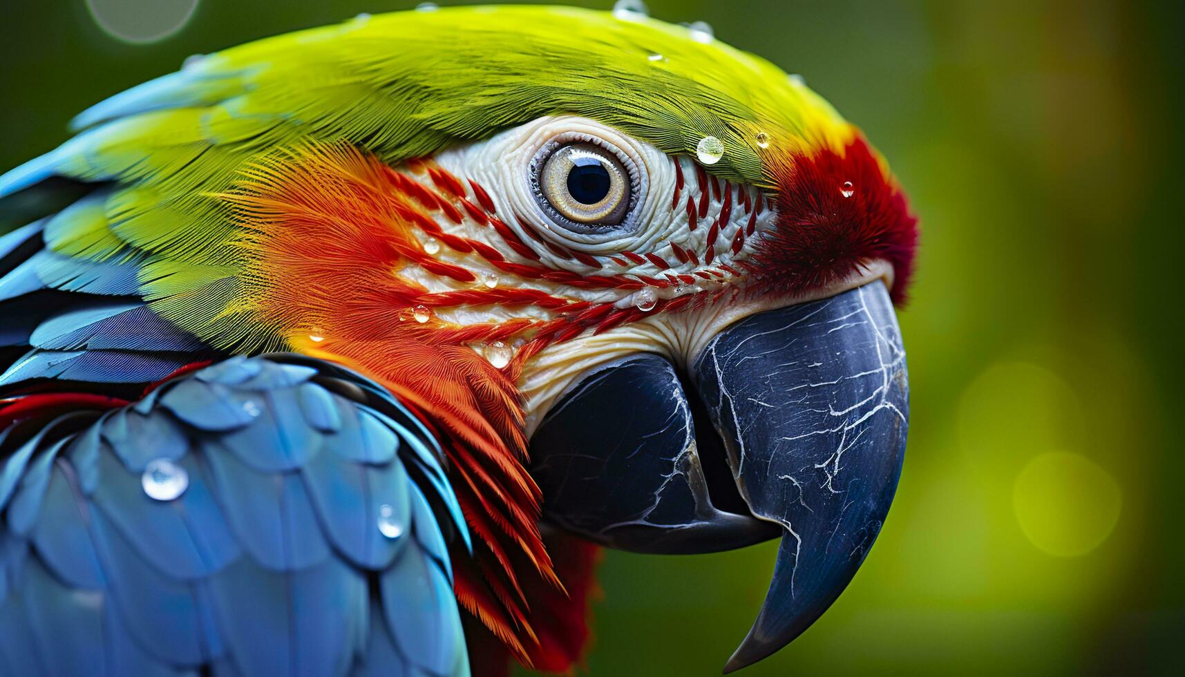 AI generated Tropical macaw perched, vibrant feathers in focus. Generative AI photo