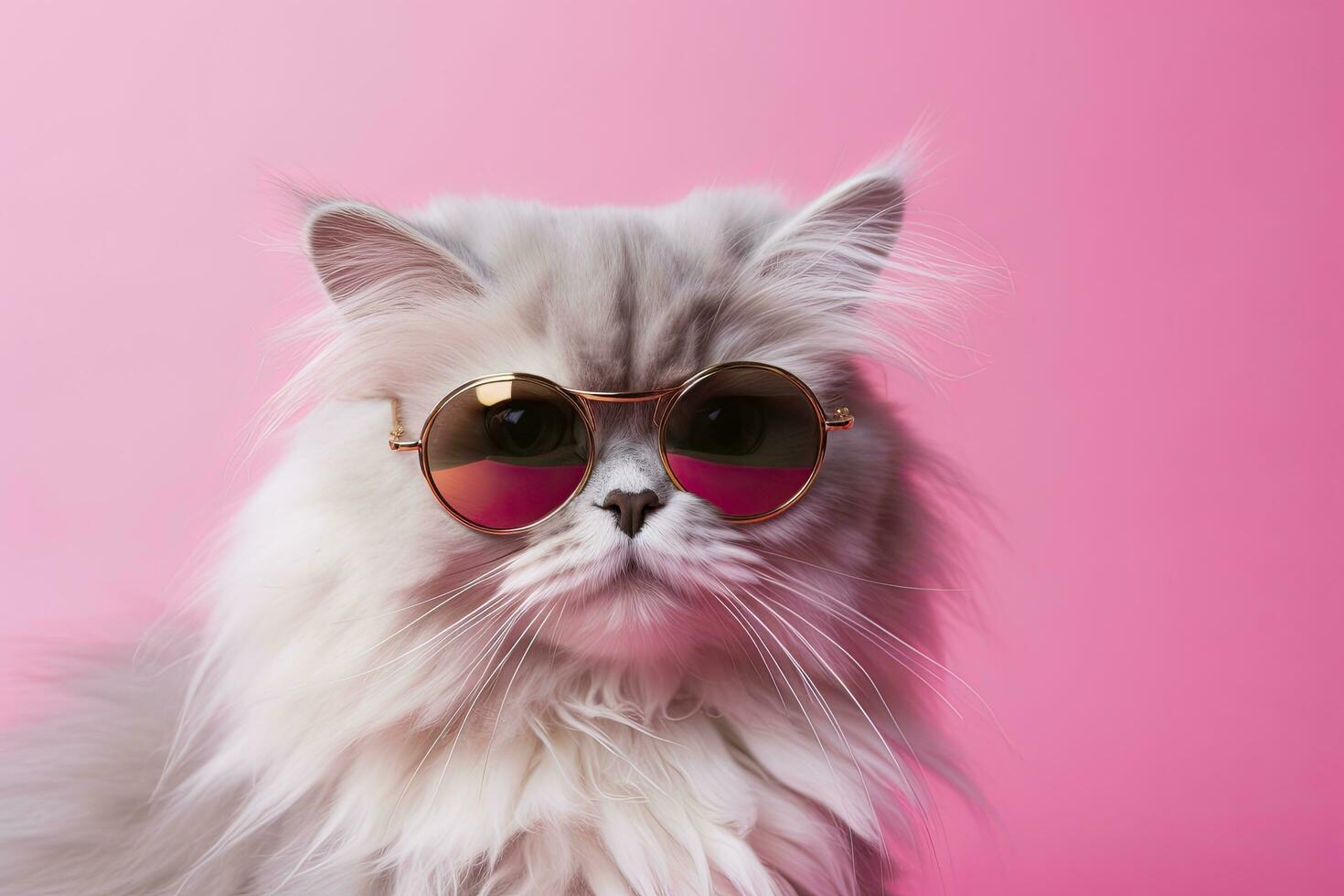 AI generated Cat on Pink Background. AI Generated photo