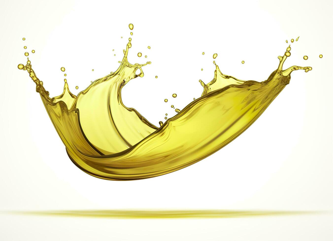 AI generated Olive or engine oil splash, cosmetic serum liquid isolated on white background. Generative AI photo