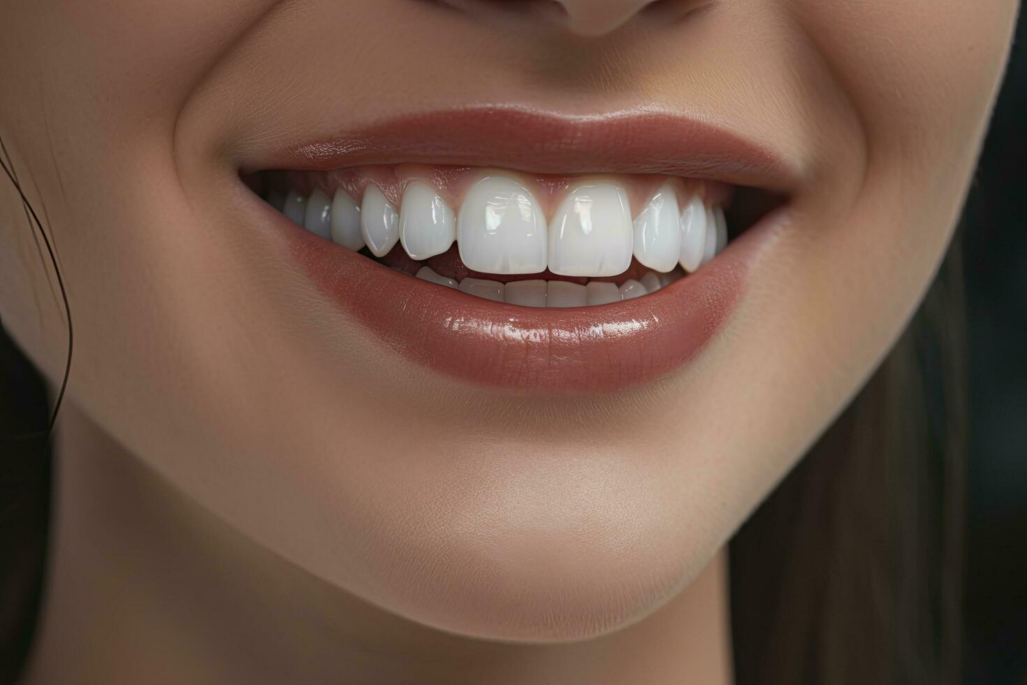 AI generated Close up of a smile with nice white teeth. AI Generated photo