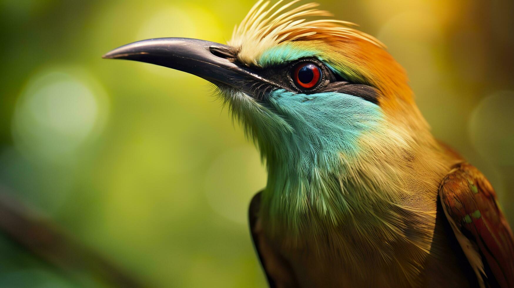 AI generated Turquoise Browed Motmot in vibrant colors. Generative AI photo