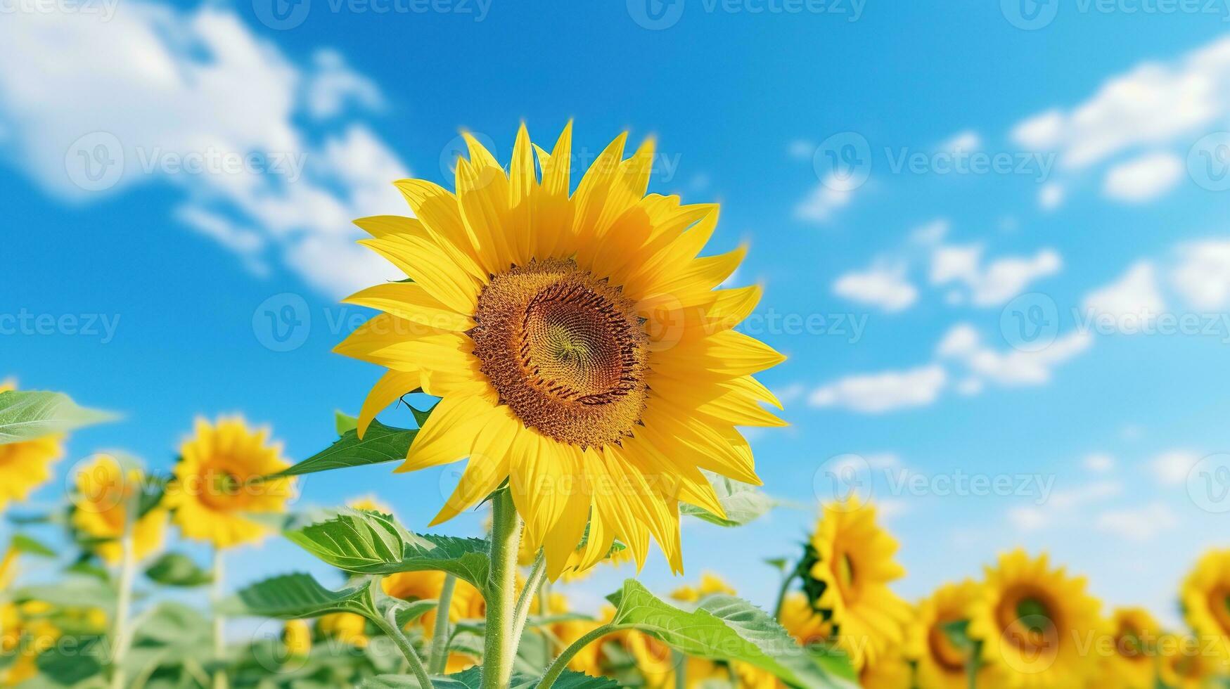 AI generated Sunflowers on Field, Flower, Garden, Botany, Agriculture photo