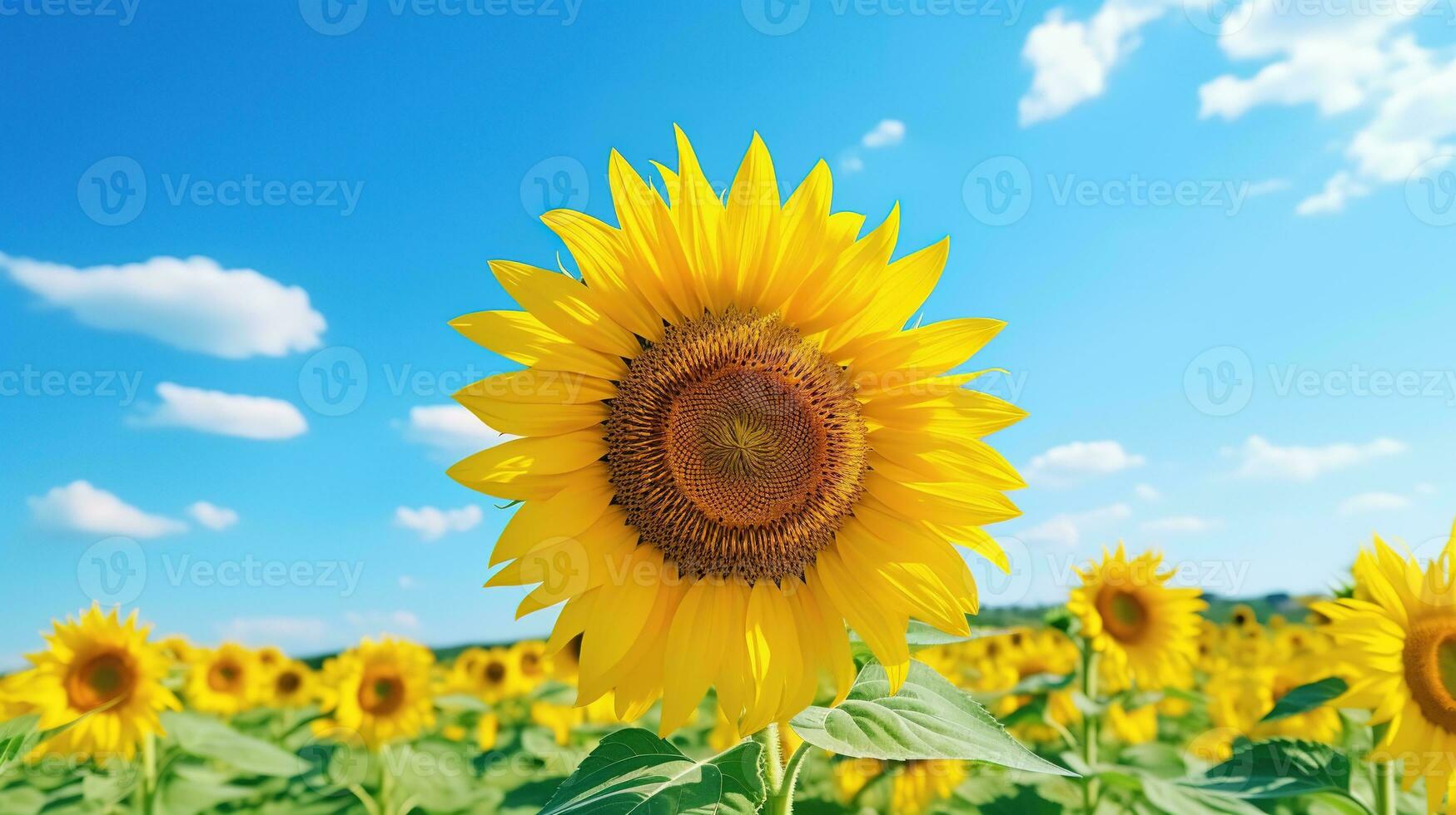 AI generated Sunflowers on Field, Flower, Garden, Botany, Agriculture photo