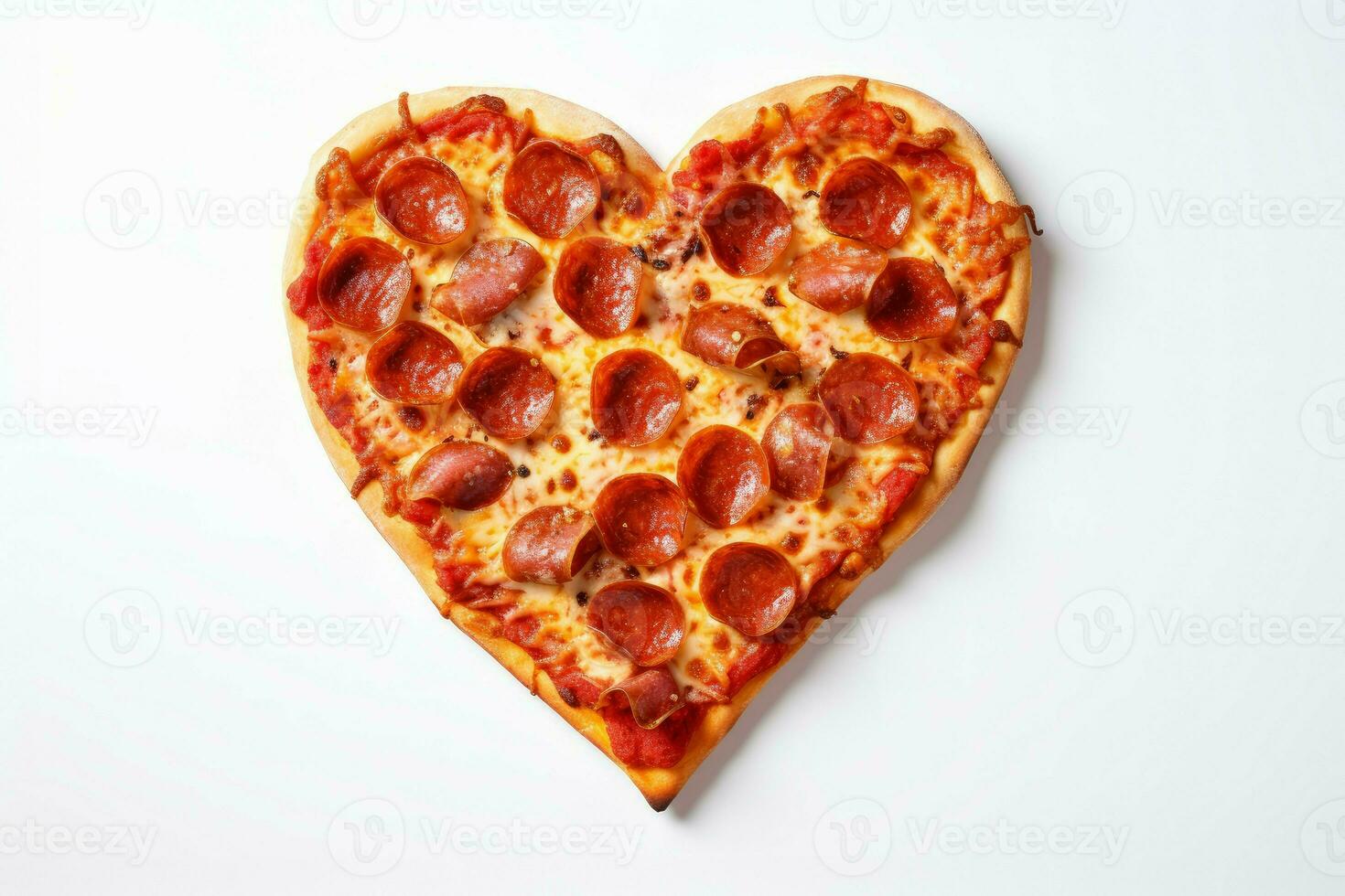 ai generado delicioso corazón conformado Pizza. generar ai foto