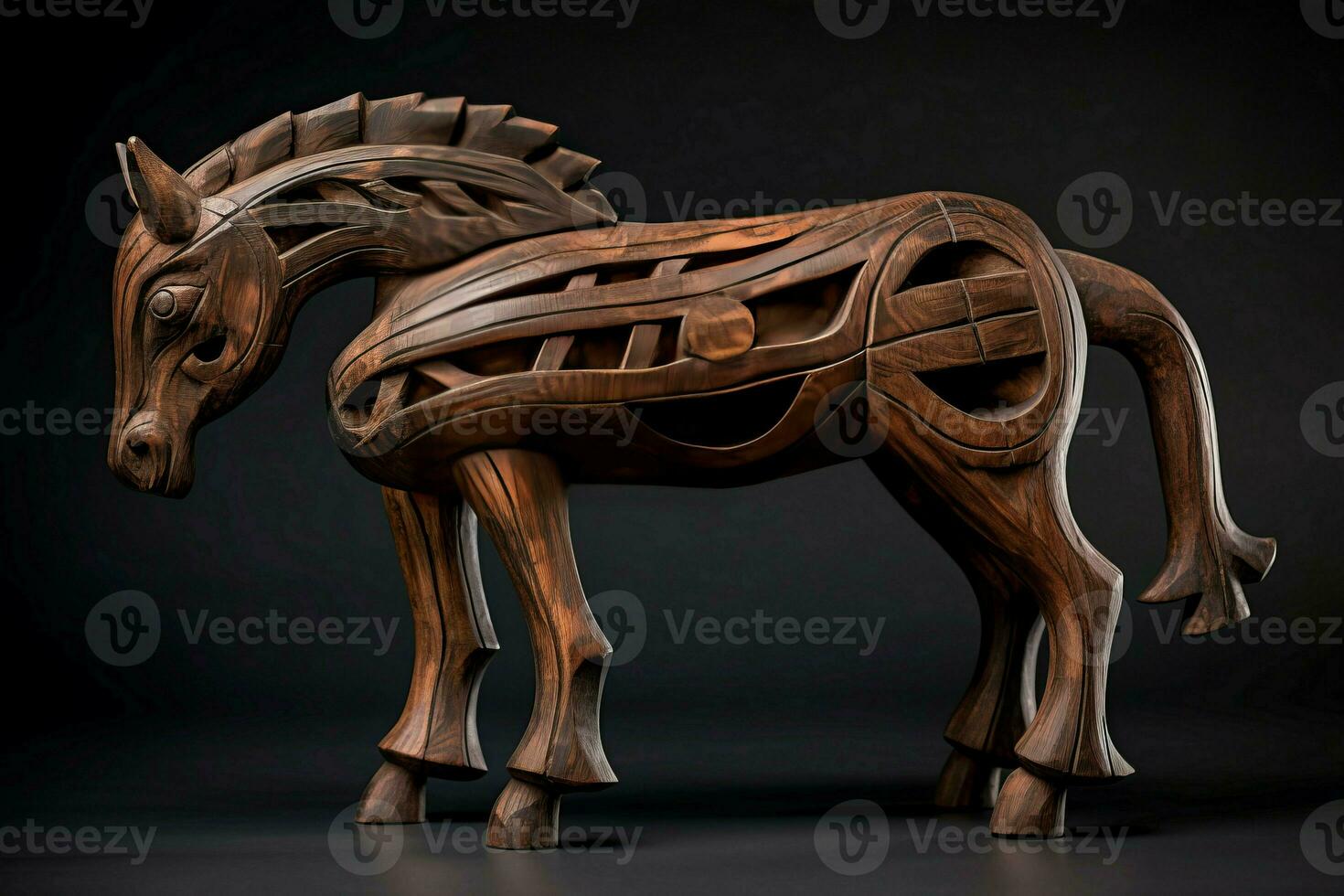 AI generated Figurine wood steed. Generate AI photo