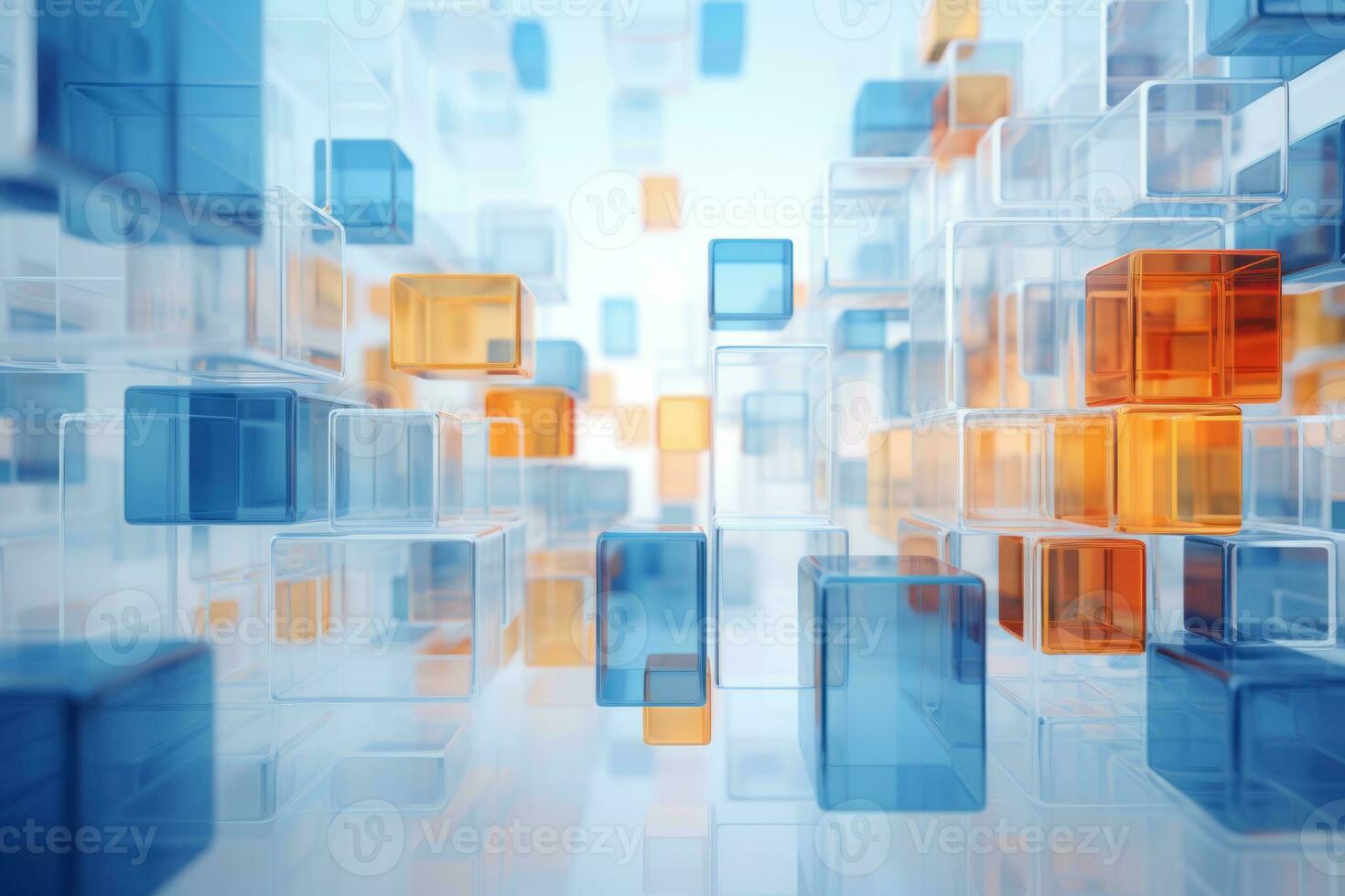 AI generated Abstract Blue and Orange Cube Background photo