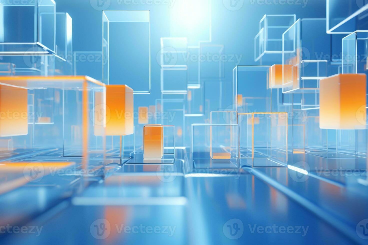 AI generated Abstract Blue and Orange Cube Background photo
