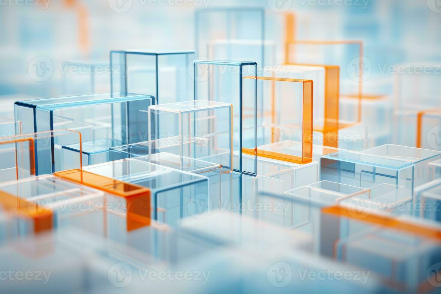 AI generated Abstract Blue and Orange Cube Background photo