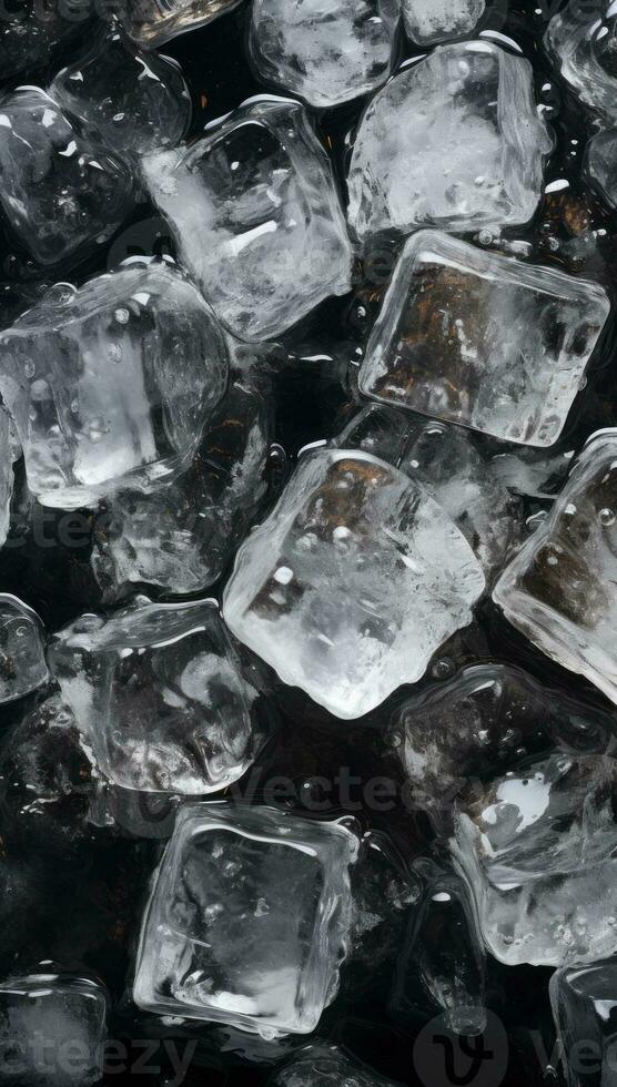 AI generated Close-up of floating ice cubes photo