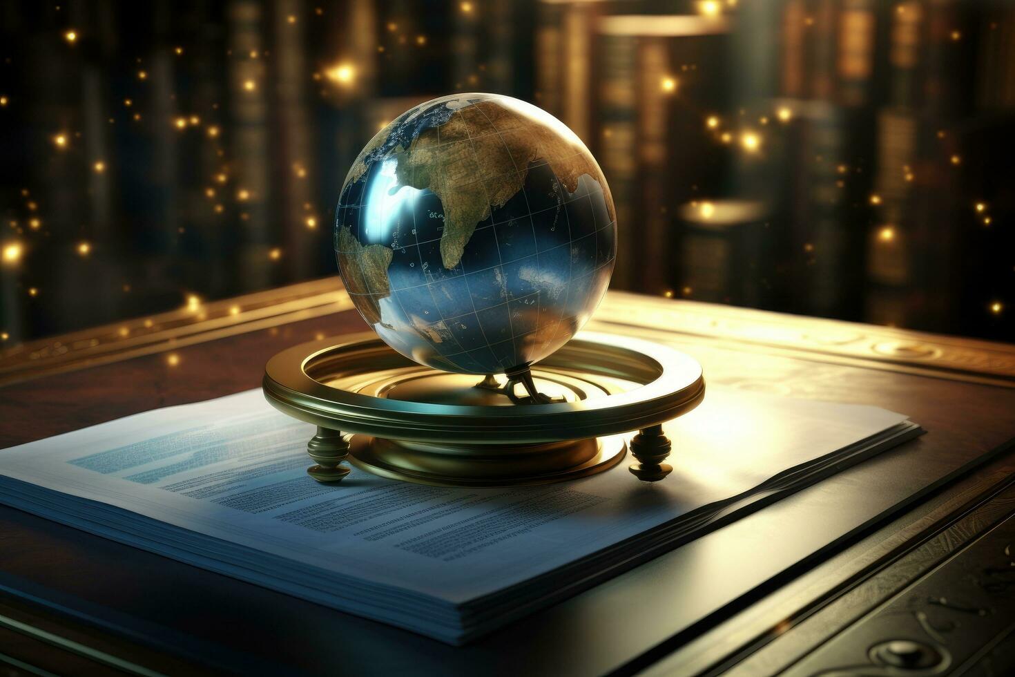 AI generated Globe on the book. Education concept. 3D illustration, Intellectual Property Copyright for copyrighted material, AI Generated photo