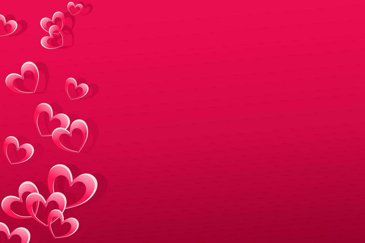 Valentines Day background with pink hearts for sales advertise 3d banner vector illustration.