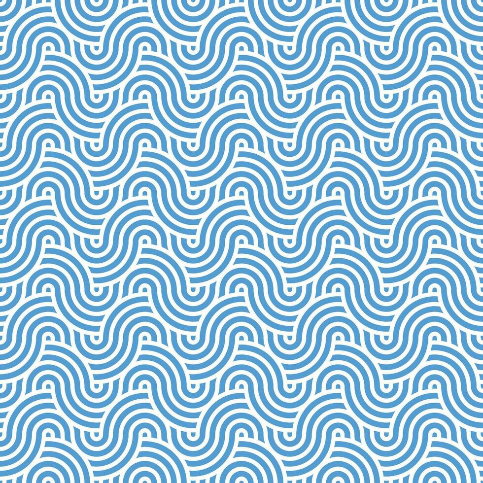 Seamless abstract blue geometric japanese circles lines and waves pattern vector