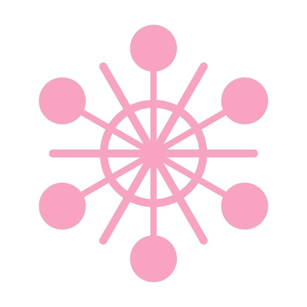 Pink snowflake. Christmas design. Vector illustration isolated on white background