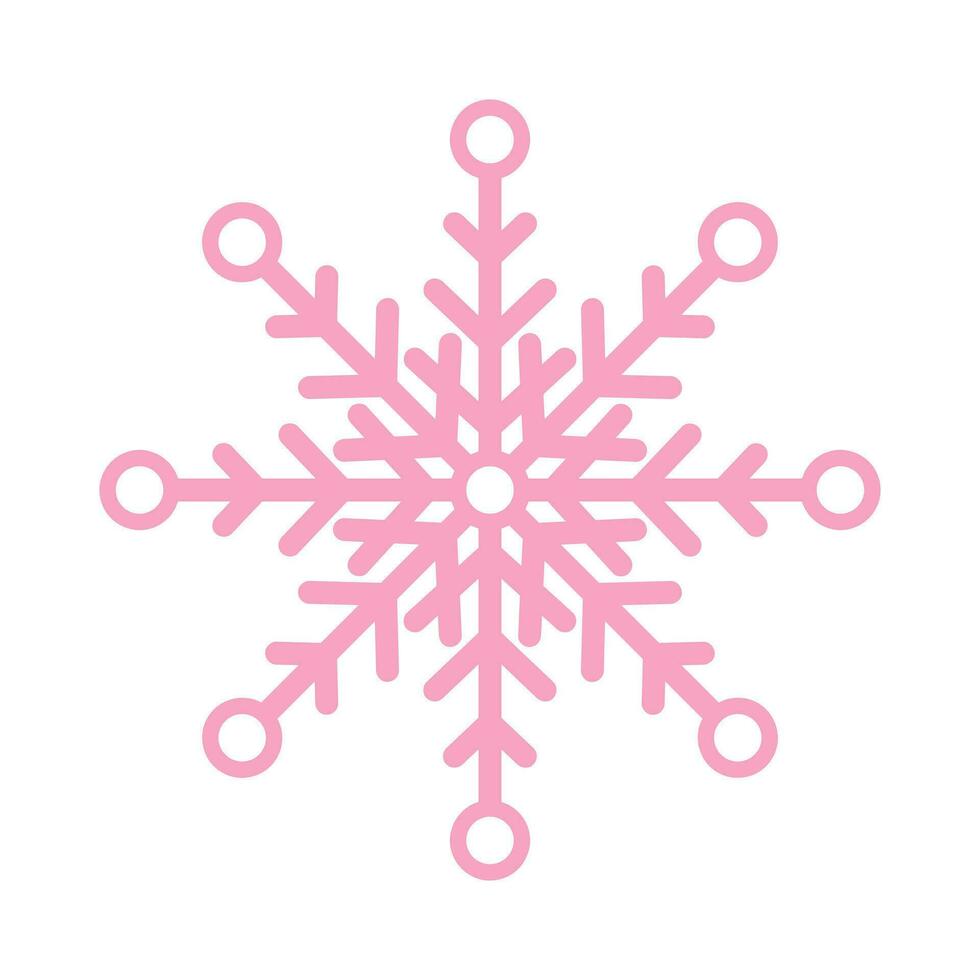 Pink snowflake. Christmas design. Vector illustration isolated on white background