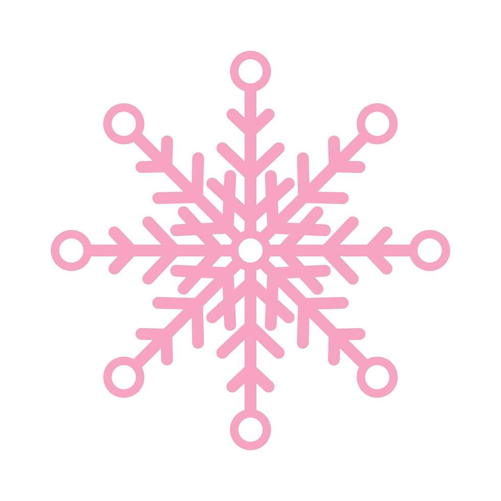 Pink snowflake. Christmas design. Vector illustration isolated on white background