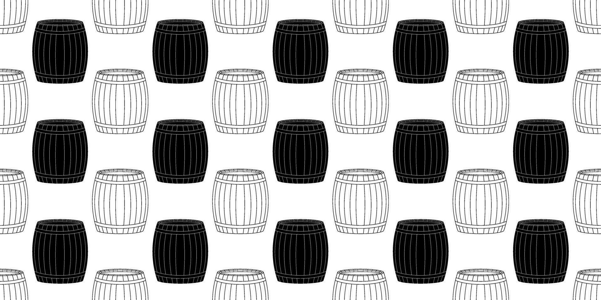 black white wooden barrel seamless pattern vector