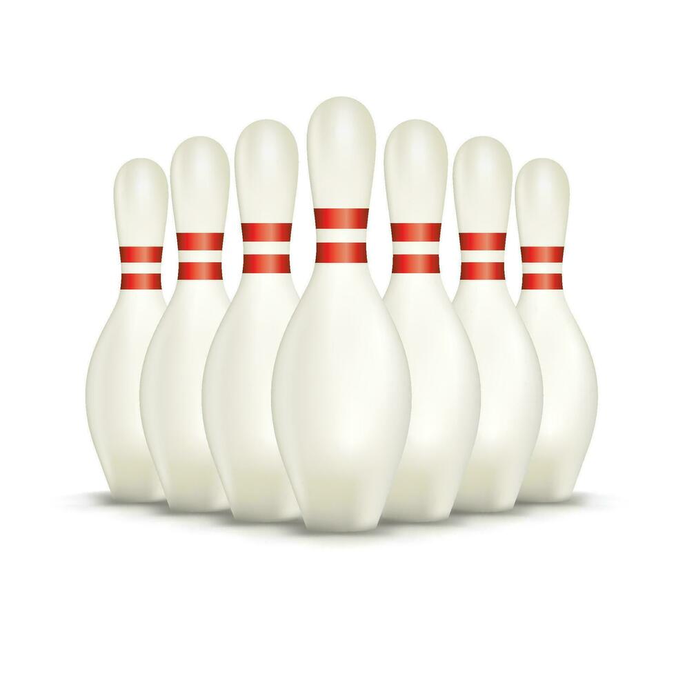 Set of Isolated on White Bowling Pins vector