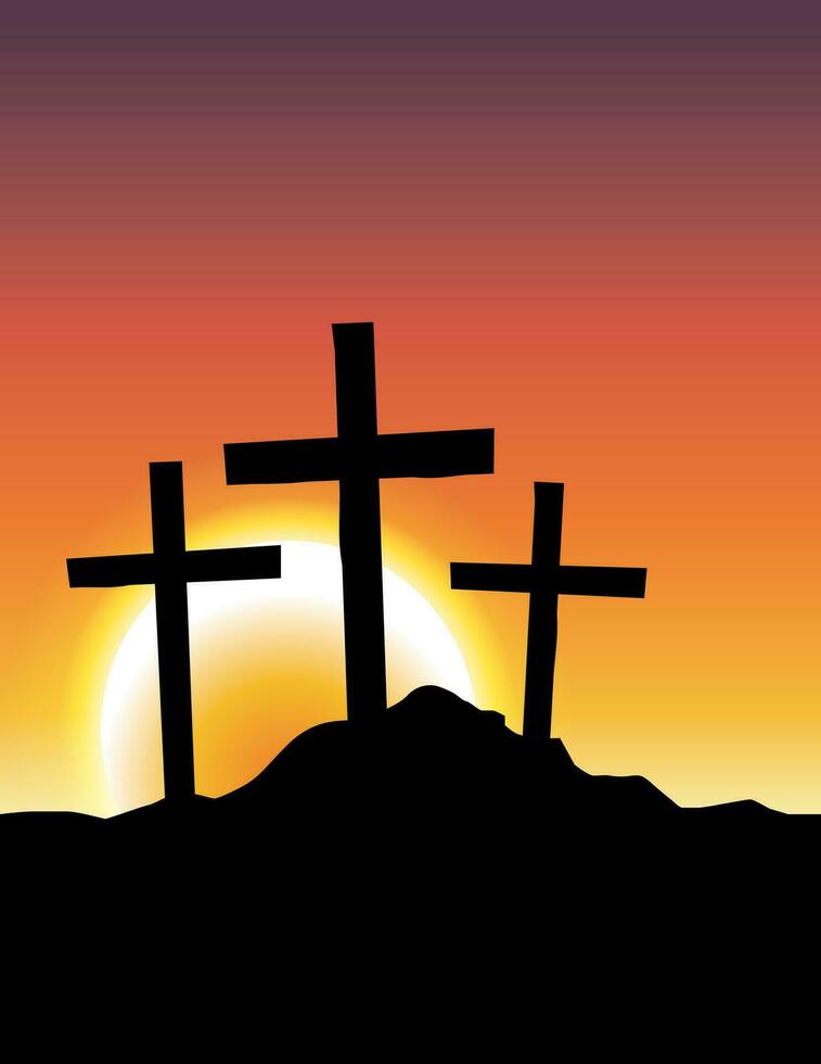Calvary Crosses at Sunrise Illustration vector