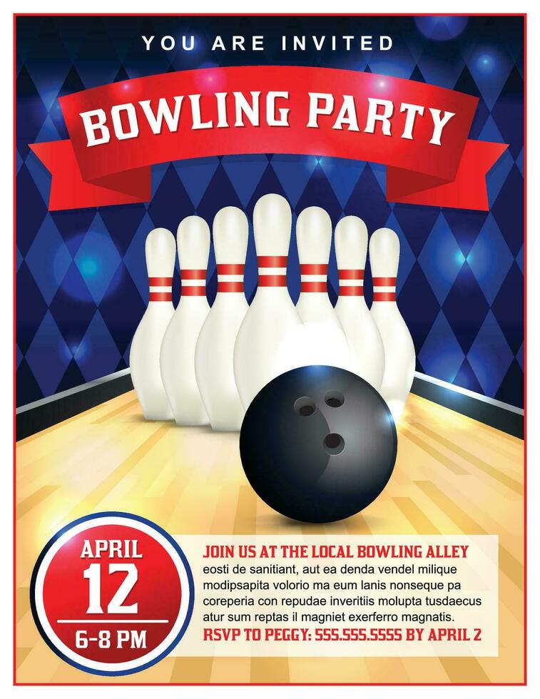 Bowling Party Flyer Template Illustration vector