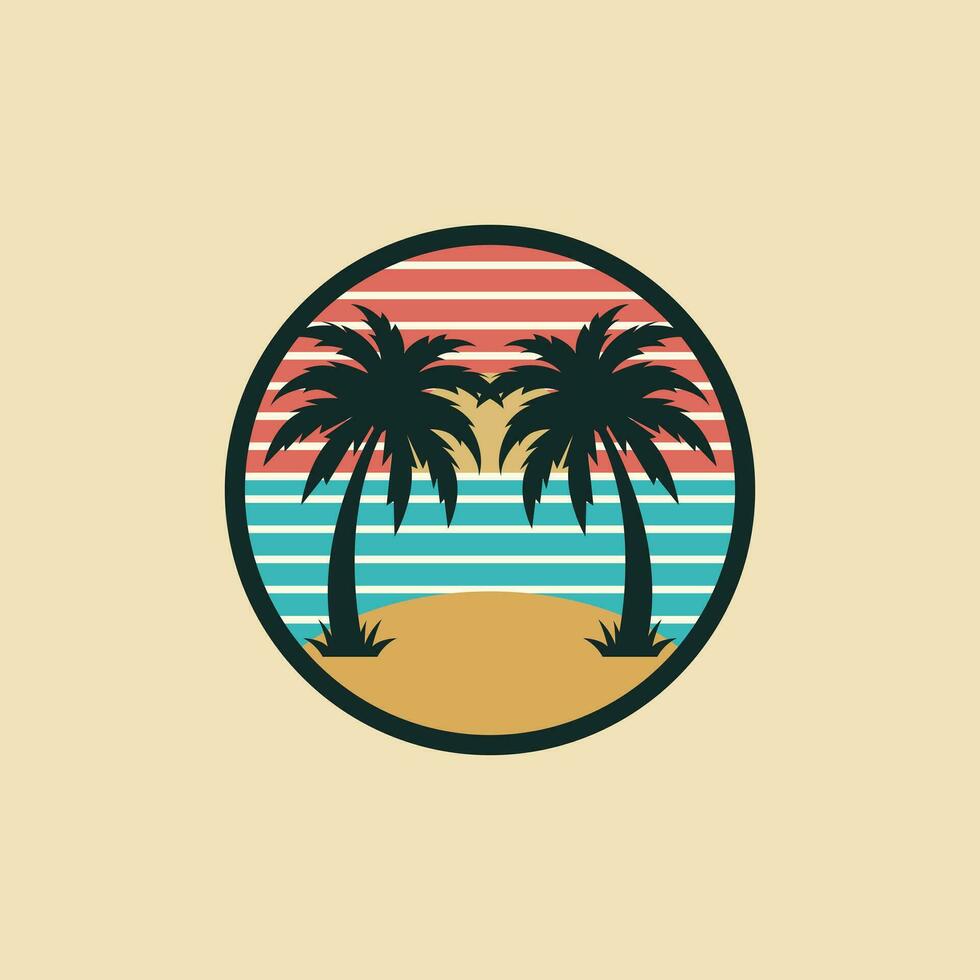 tropical island concept logo design vector with palm trees