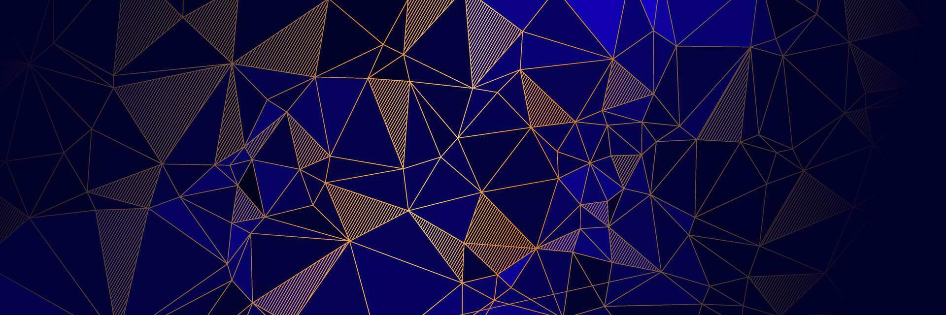 abstract dark blue elegant background with gold triangles vector
