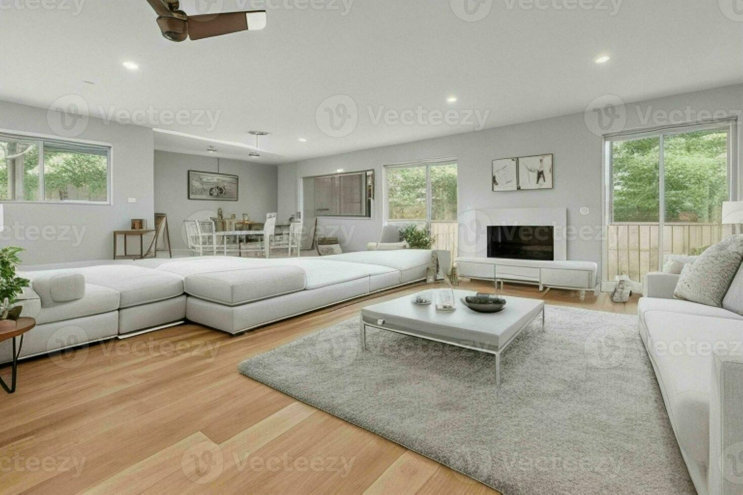 AI generated open concept living room. Pro Photo