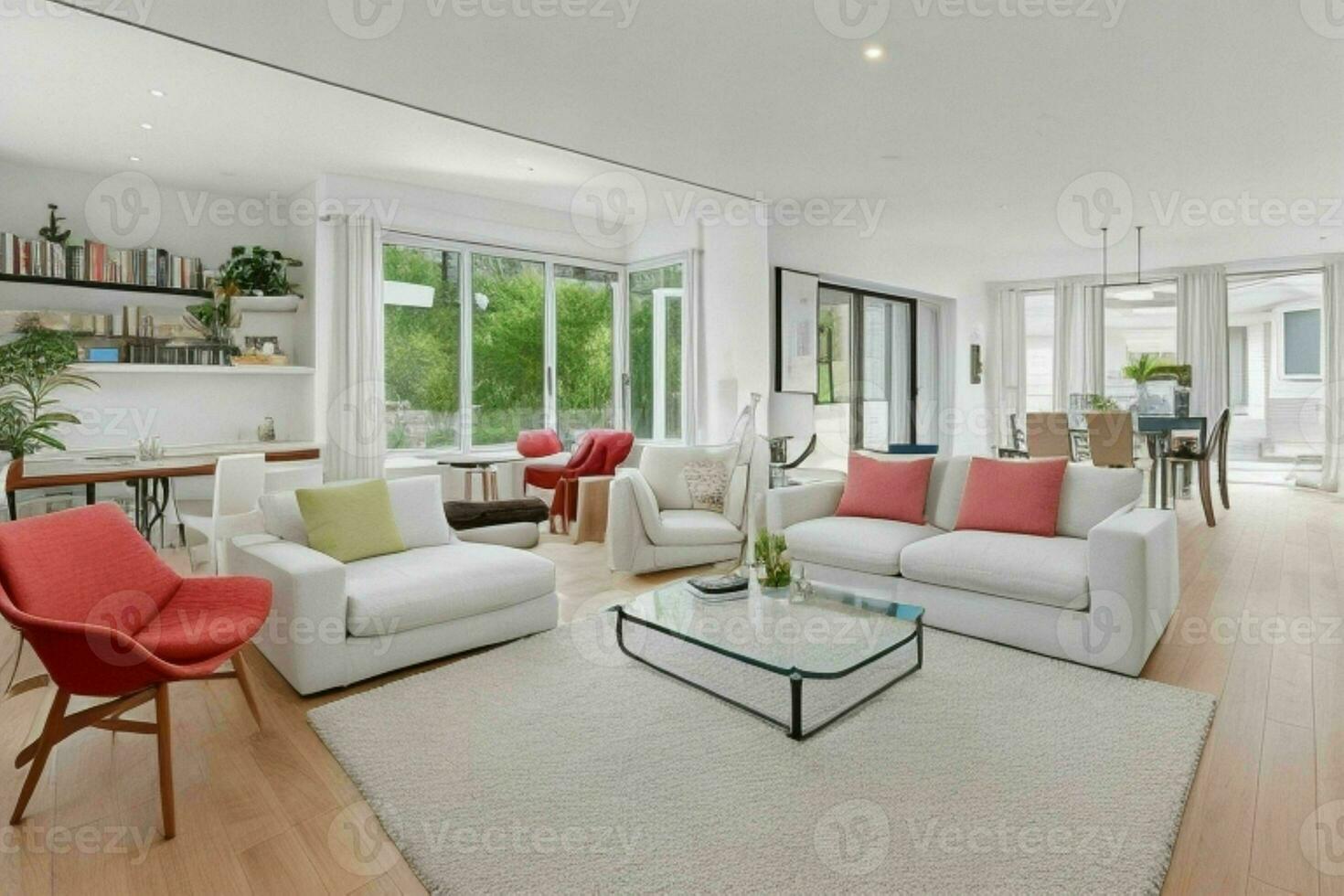 AI generated open concept living room. Pro Photo