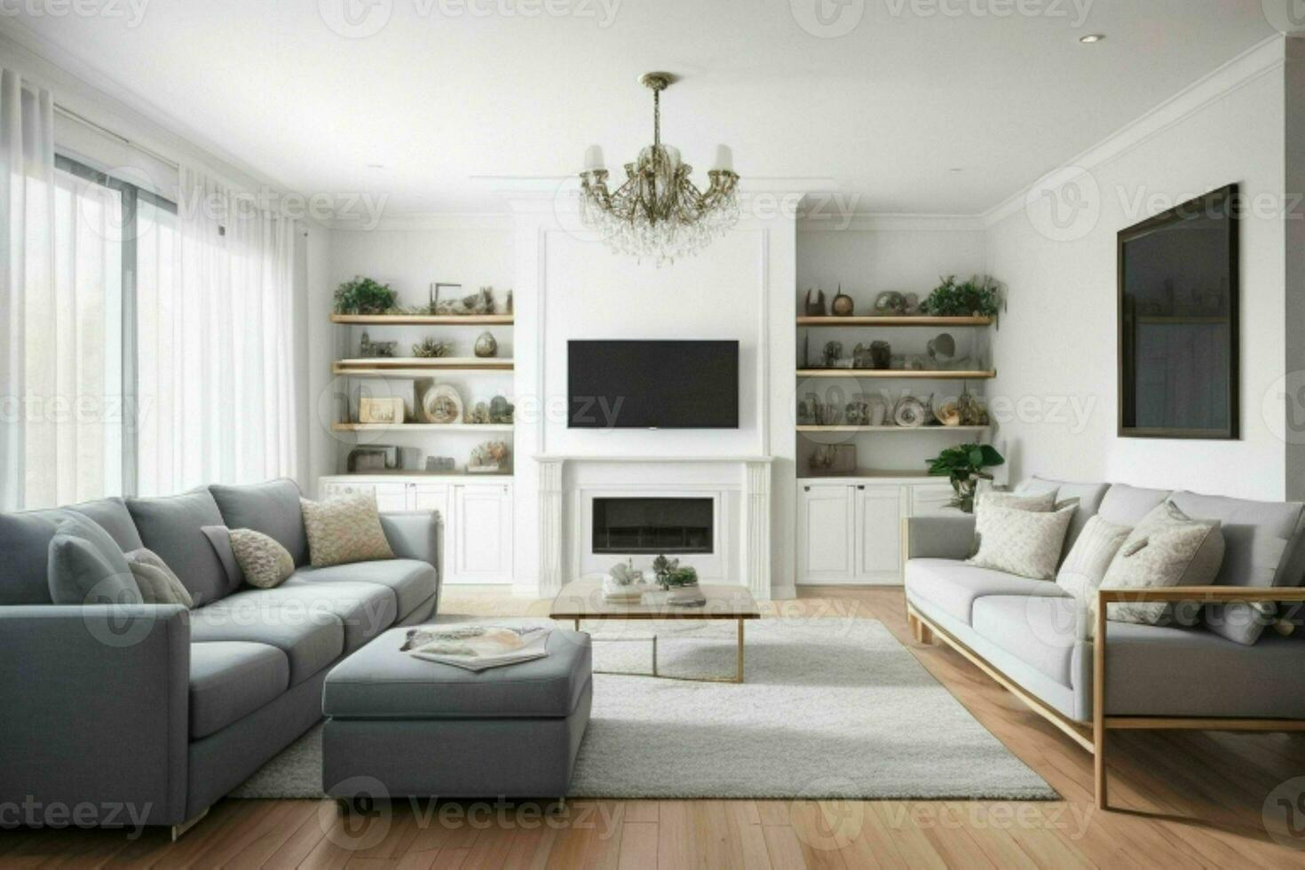 AI generated Family Living Room. Pro Photo