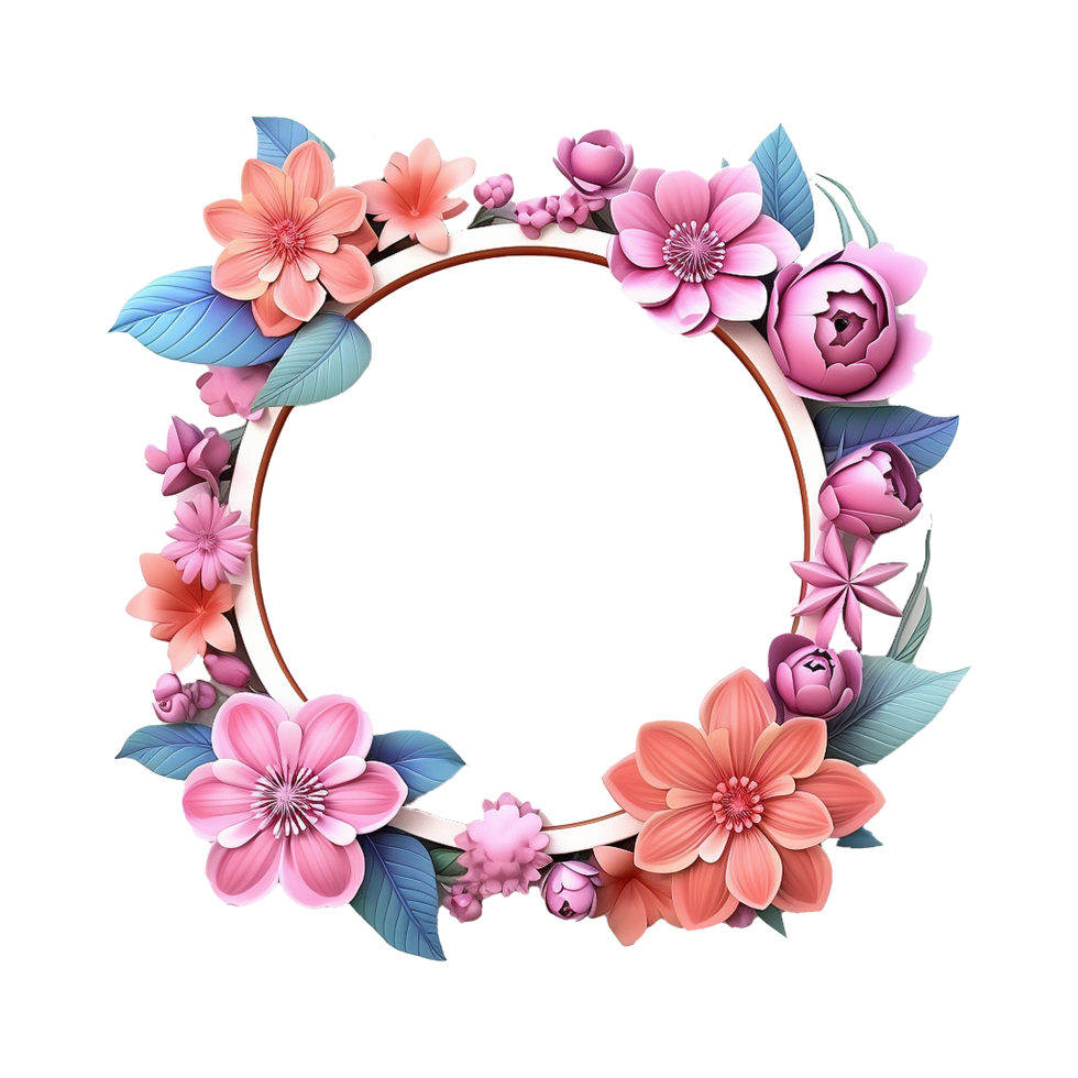 AI generated Flower frame isolated on transparent background png