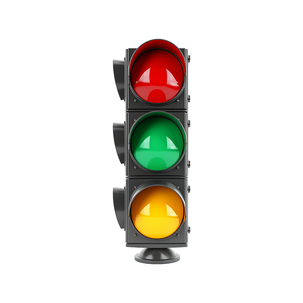 AI generated 3d rendering of traffic lights isolated on transparent background png