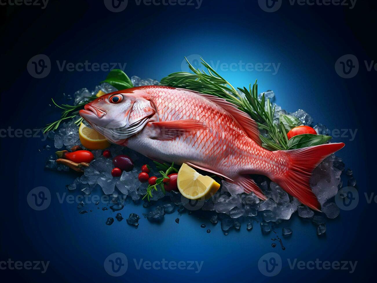 AI generated Fresh fish with lemons Professional photo. High quality. AI Generative photo